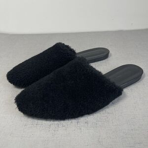 Jenni Kayne Shearling Mules Women's 40 - US 9 Shoes Black Slip On Flats
